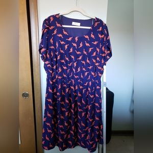 3X Peach Love Navy Brontosaurus dress